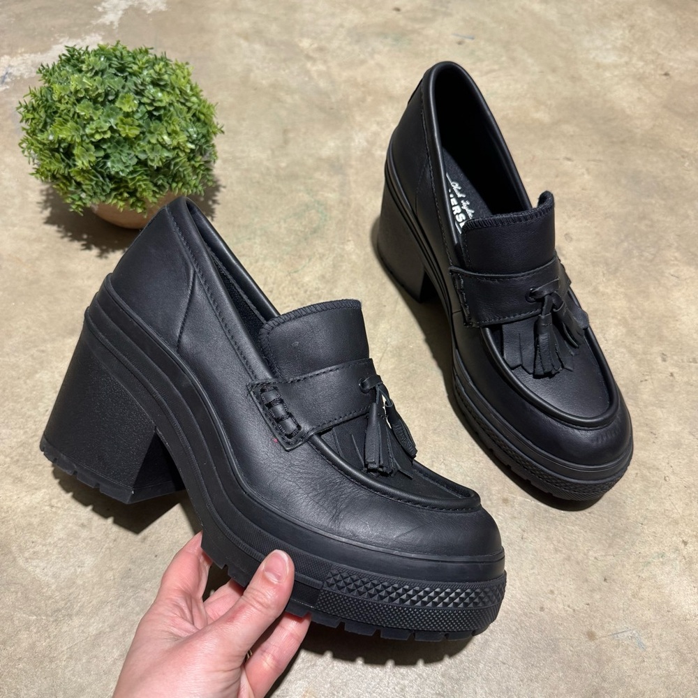 Converse Chuck 70 De Luxe Black Loafers Size 11.5 Chunky Platform Tassel Y2K